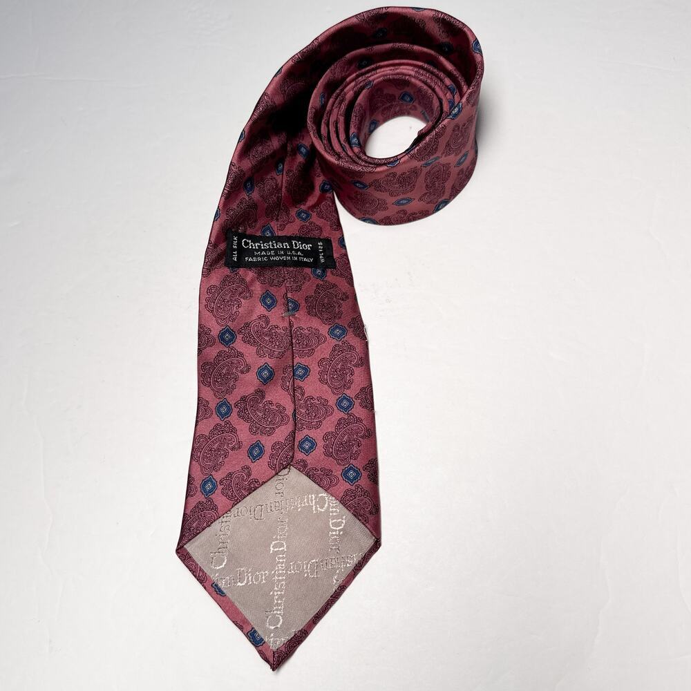 Vintage Christian Dior Burgundy Silk Paisley Tie — Stain/Flaw Priced